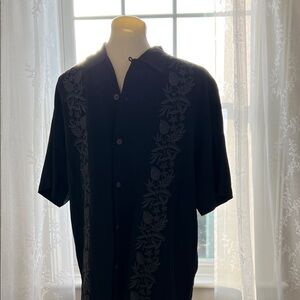 Black Tommy Bahama silk shirt. Mint condition.